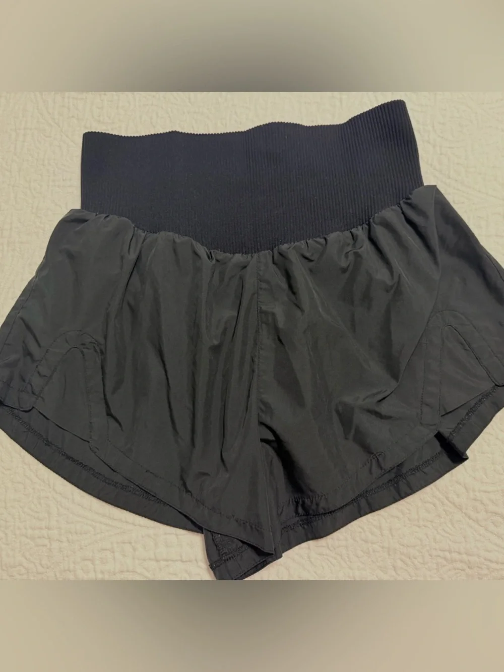 Free People Black Layered Athletic Shorts with Wide Rib Waistband - Picture 1 of 7